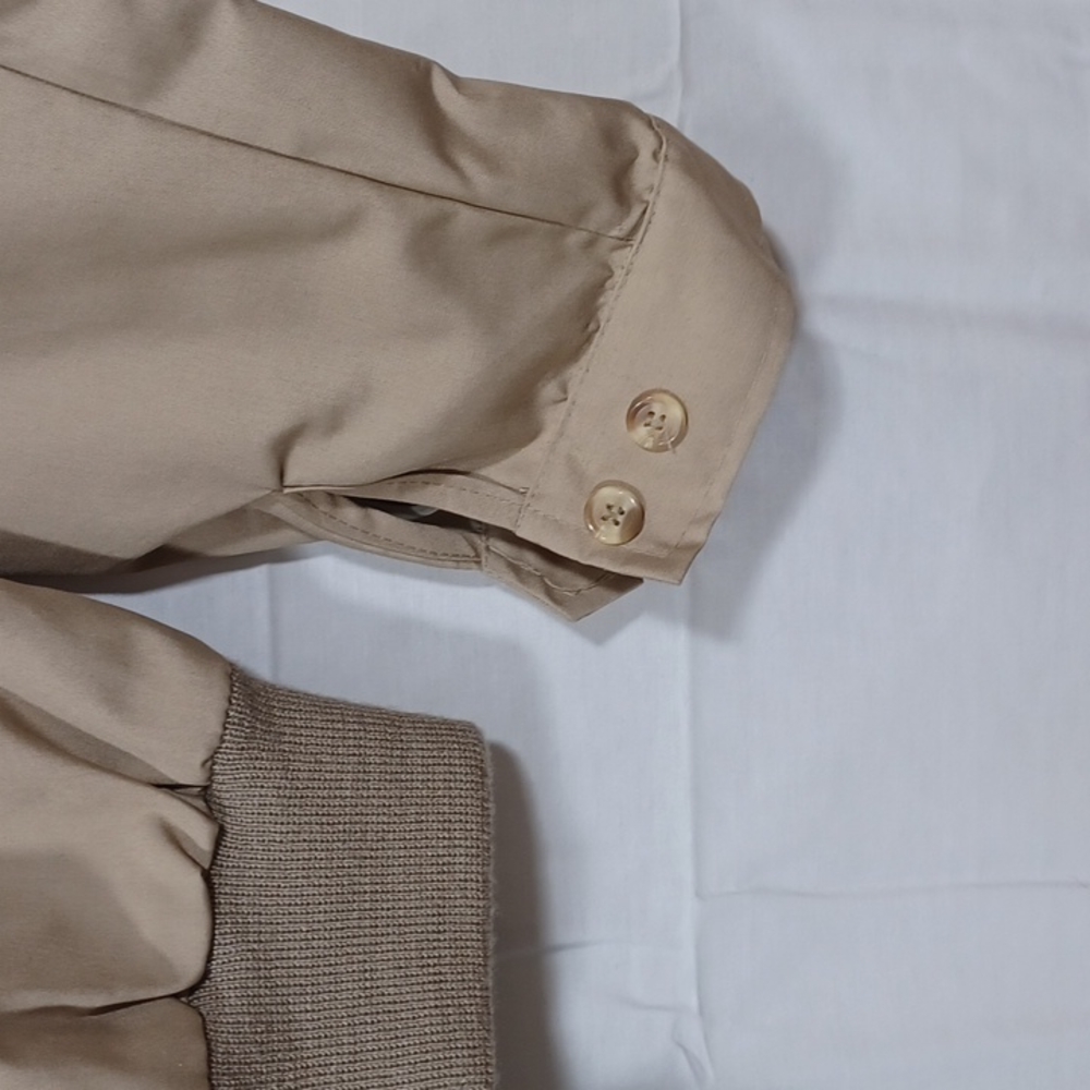 Vintage Lands End Bombers Jacket Coat Size Large Khaki Tan Zips up front - Picture 3 of 8